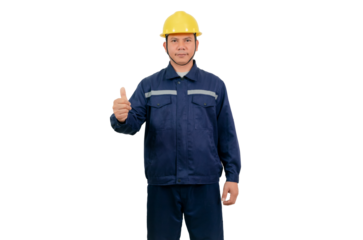A man wearing a mechanic's work uniform