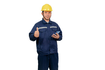 A man wearing a mechanic's work uniform