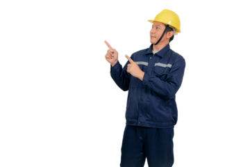 A man wearing a mechanic's work uniform