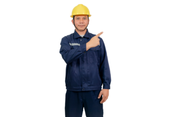 A man wearing a mechanic's work uniform