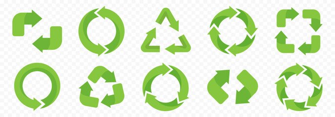 Recycling arrows collection. Recycle symbols. Reuse icon set. Eco concept icon set.  Recycling arrows vector icons.