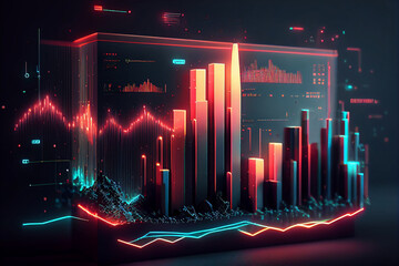 Futuristic 3D Charts with Hyper-Realistic Effects: Stock Analysis, Trading, and Cryptocurrencies - Generate IA