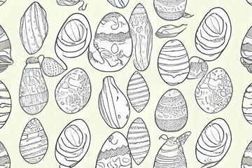 Vector illustration background of hand drawn easter eggs. Generative Ai
