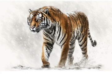Fototapeta na wymiar big cat of the arctic; a siberian tiger (Panthera tigris altaica). Generative AI
