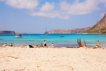 Obraz premium The island Gramvousa and the bay Balos