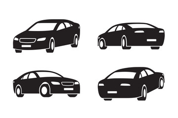 Cars in different perspective – vector illustration - obrazy, fototapety, plakaty