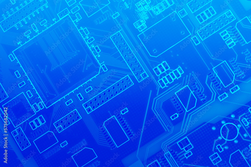 Poster digital circuit board background. backdrop for it ads. background with pcb lines. high technology co