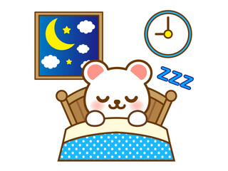 睡眠中のシロクマのイラスト素材