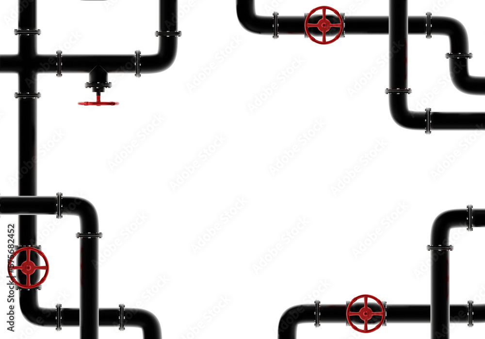Poster pipes for engineering communications. frame from pipes isolated on white. place for text. template f