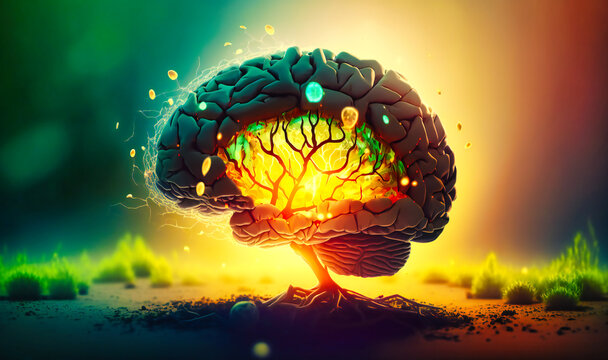 A stunning illustration of the human brain exploding with ideas and insights, evoking a sense of wonder and awe at the limitless possibilities of the human intellect