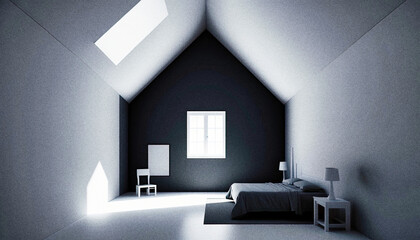 3d render of a white bedroom without texture - generative ai
