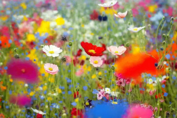 Obraz na płótnie Canvas Vibrant Spring Flowers Illustration. Ai generated.