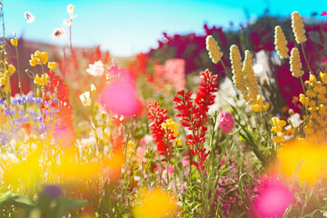 Fototapeta na wymiar Vibrant Spring Flowers Illustration. Ai generated.