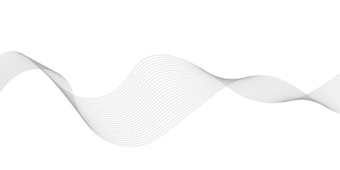 Abstract grey wave lines on transparent background. 