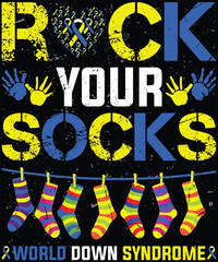 Rock Your Socks Awareness World Down Syndrome Day T-Shirt design