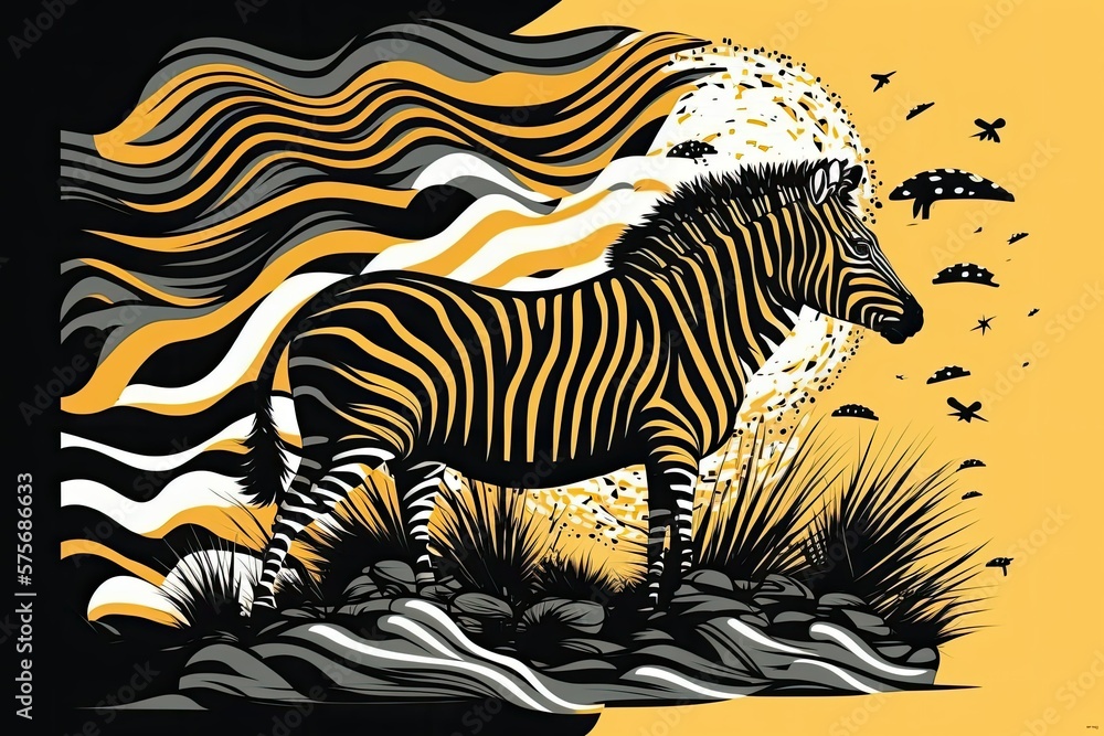Poster tiger and zebra print, an african print, and a zebra pattern all in one abstract design. generative 