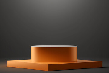 Orange Platform or empty pedestal. Podium for product.
