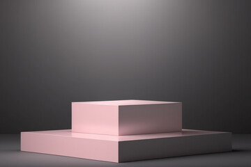 Platform or empty pedestal. Podium for product. Pink. Box.
