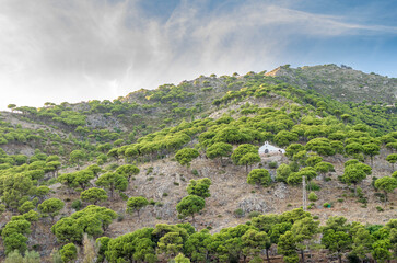 Fototapeta na wymiar View of the Hermitage of Calvary in Mijas, Spain