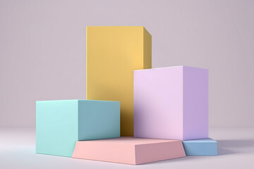 Obraz premium Platform or empty pedestal. Podium for product. Pastel box