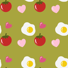 seamless pattern with sunny side tomato