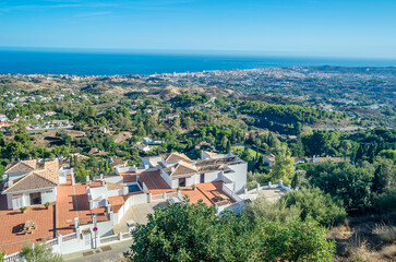 Fototapeta na wymiar View from the town of Mijas with the Mediterranean Sea in the background, Spain