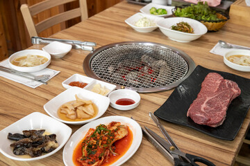 South Korea food. raw beef saddle meat