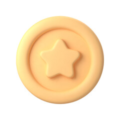 3d realistic gold coin icon. Vector illustration isolated on white background.