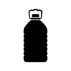Corrugated bottle with a handle and a lid icon. Black silhouette. Front side view. Vector simple flat graphic illustration. Isolated object on a white background. Isolate.