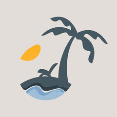 Tropical island vacation logo design. Holiday logo template