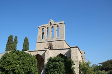 Fototapeta na wymiar The ruins of the Gothic Bellapais Abbey, Northern Cyprus 