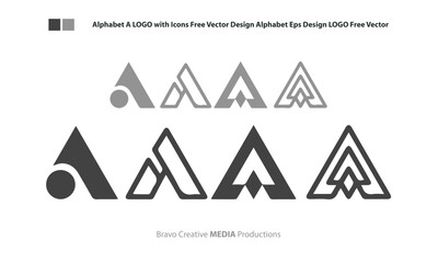Alphabet A LOGO with Icons Free Vector Design Alphabet Eps Design LOGO Free Vector