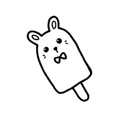 Obraz premium Hand-drawn Line Ice cream rabbit in doodle style