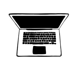 Laptop. View from above. Vector drawing