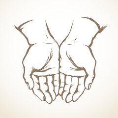 Praying hands. Vector drawing