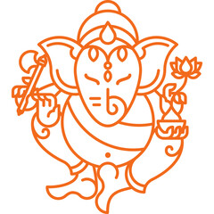 Lord Ganesha illustration line art minimal style.