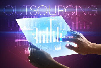 Hand holding futuristic, business concept