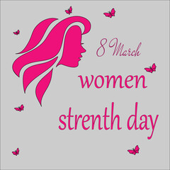 International Women's Day poster with Female sign 3d and composition of beautiful butterflies. 