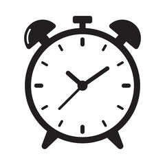 Alarm clock icon vector illustration, retro alarm clock.