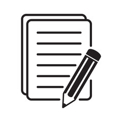 Document with pencil icon vector illustration. Test vector icon.
