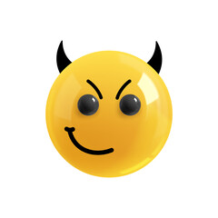 Emoji face . Realistic 3d design. Emoticon yellow glossy color. Icon in plastic cartoon style isolated on white background. PNG 