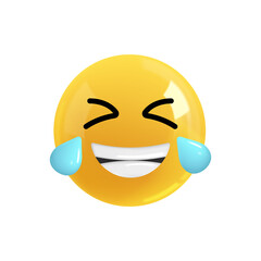 Emoji face of perky laughter. Emotion Realistic 3d Render. Icon Smile Emoji. Yellow glossy emoticons. PNG 