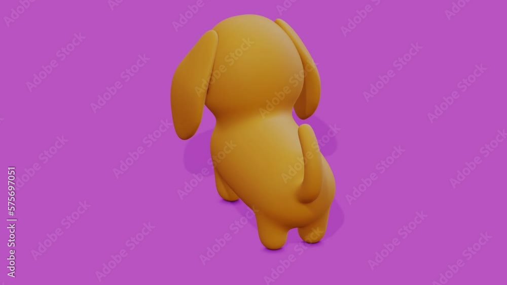 Poster cute dachshund dog on a lilac background. abstract loop animation
