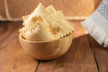 Crescentina. Food of Emilia Romagna region, deep fried bread gnocco fritto or crescentina. All products are made in Italy,. High quality photo