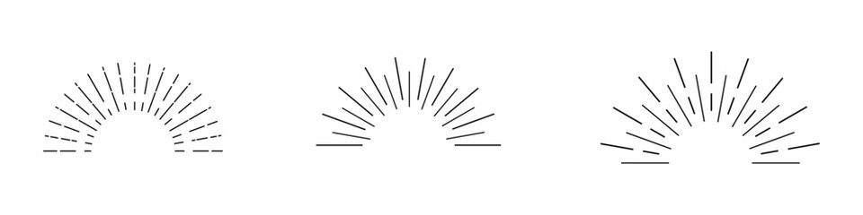 Obraz premium Sun rays or sunshine linear drawing. Vector