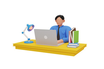 male student studying 3D illustration