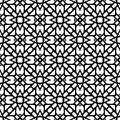 Vector geometric ornament in ethnic style. Seamless pattern with  abstract shapes,Black and white color. Repeating pattern for decor, textile and fabric.