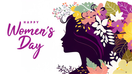 8 march international women's day poster or postcard illustration concept, woman head silhouette illustration from side view. Generative Ai.