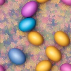 Fototapeta na wymiar Seamless easter eggs created with generative ai technology