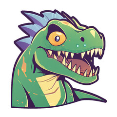 Obraz premium Green Dinosaur, Sticker, Generative AI
